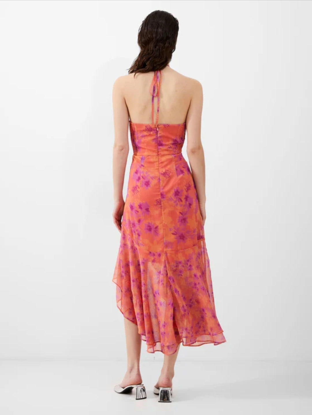 Crinkle ruffle Halterneck dress