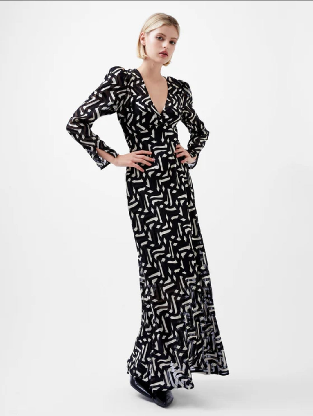 Satin Devore Maxi Dress