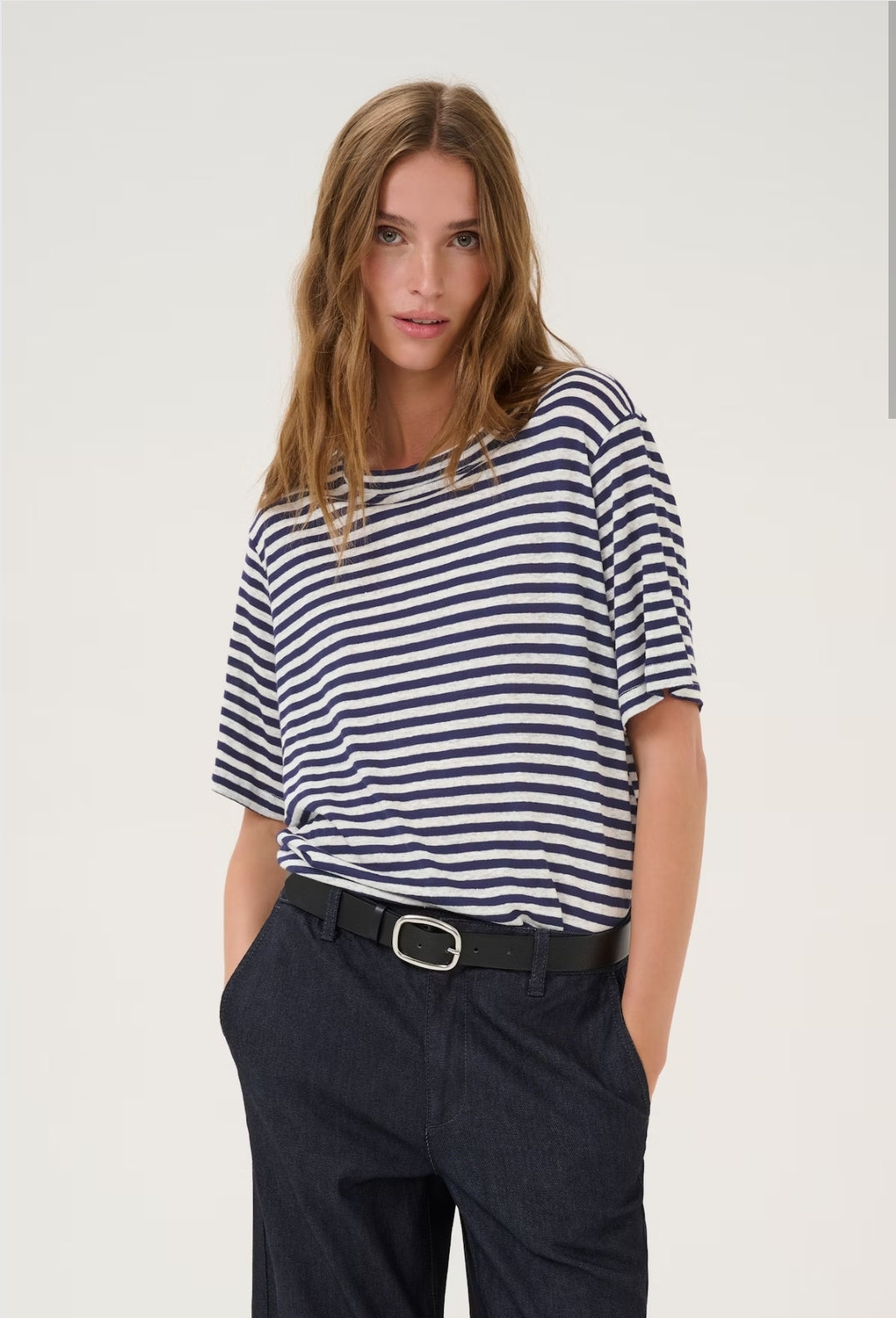Linen Mix Stripe T-Shirt
