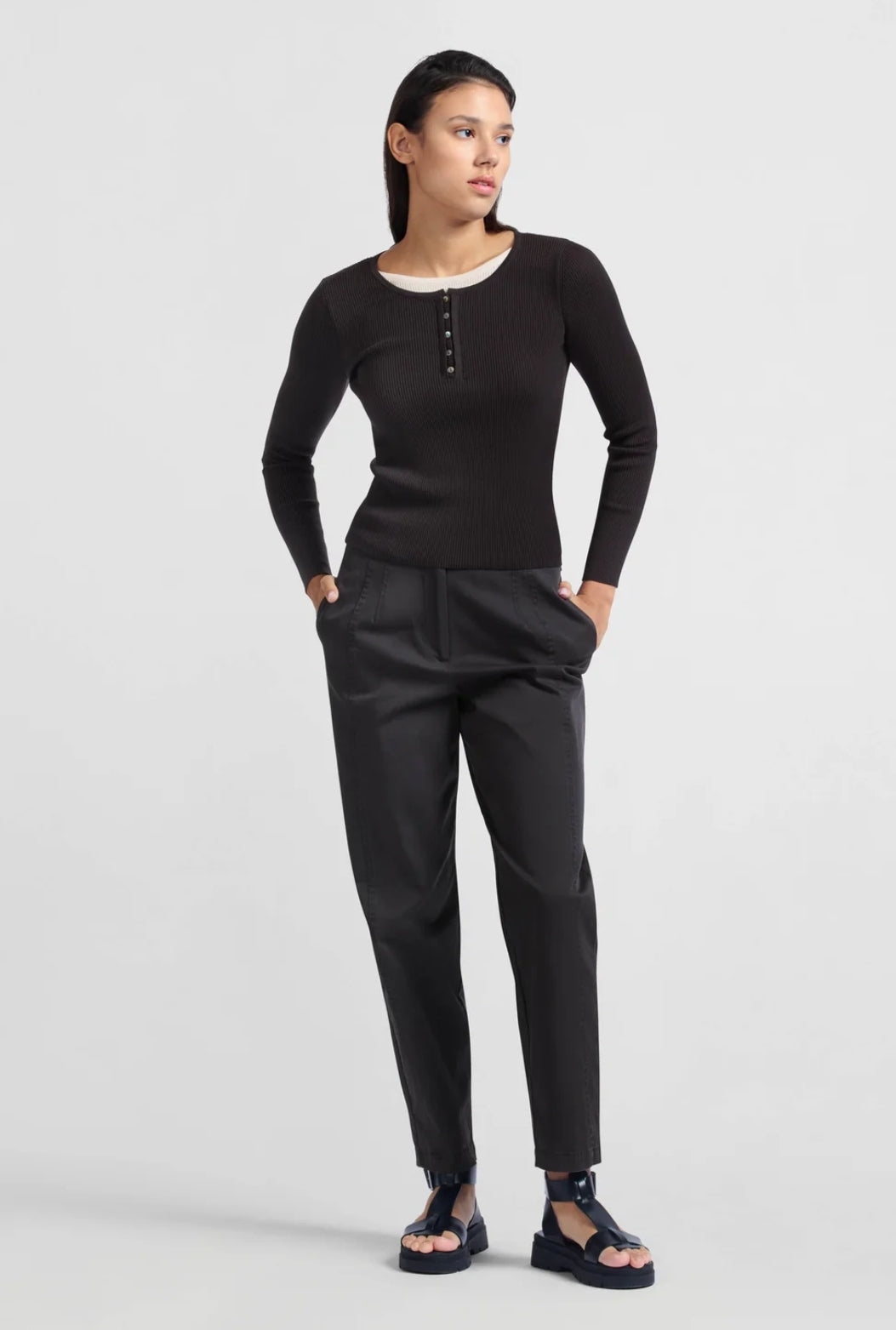 Cotton Woven High Waist Trouser
