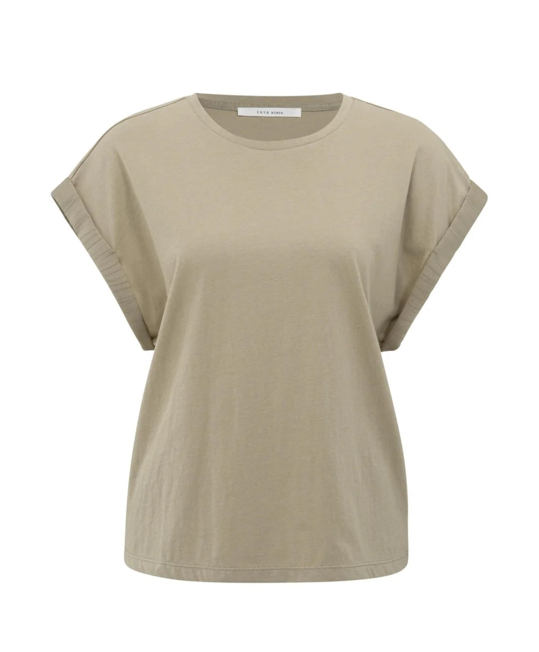T-Shirt with Woven Cuff Sleeves