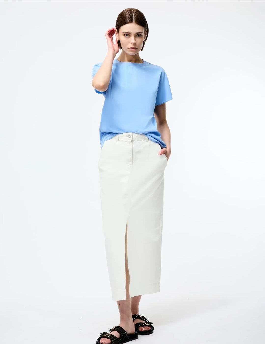 Capriana Crepe Crew Neck Top