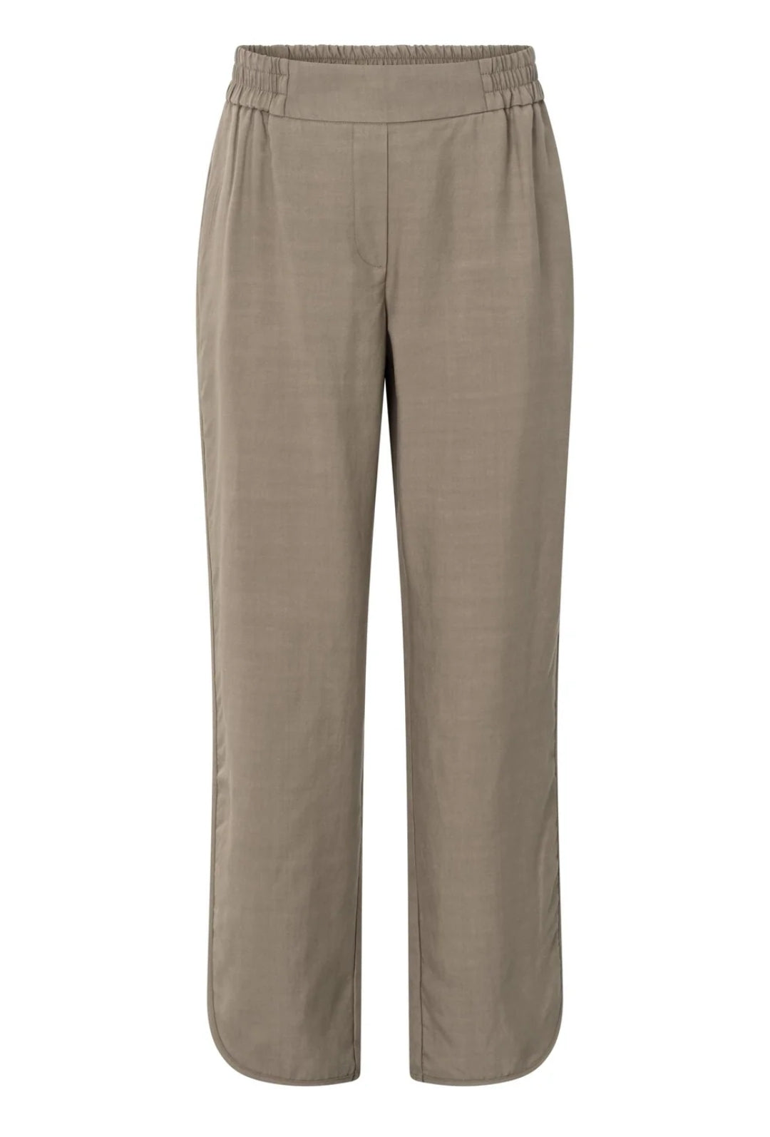 Woven Trousers with Curved Hem