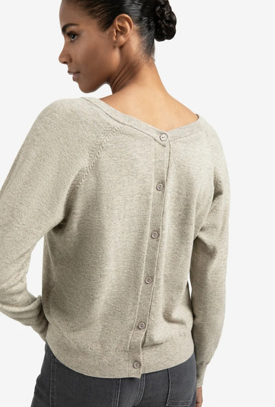 V-Neck Jumper with Back Button Detail