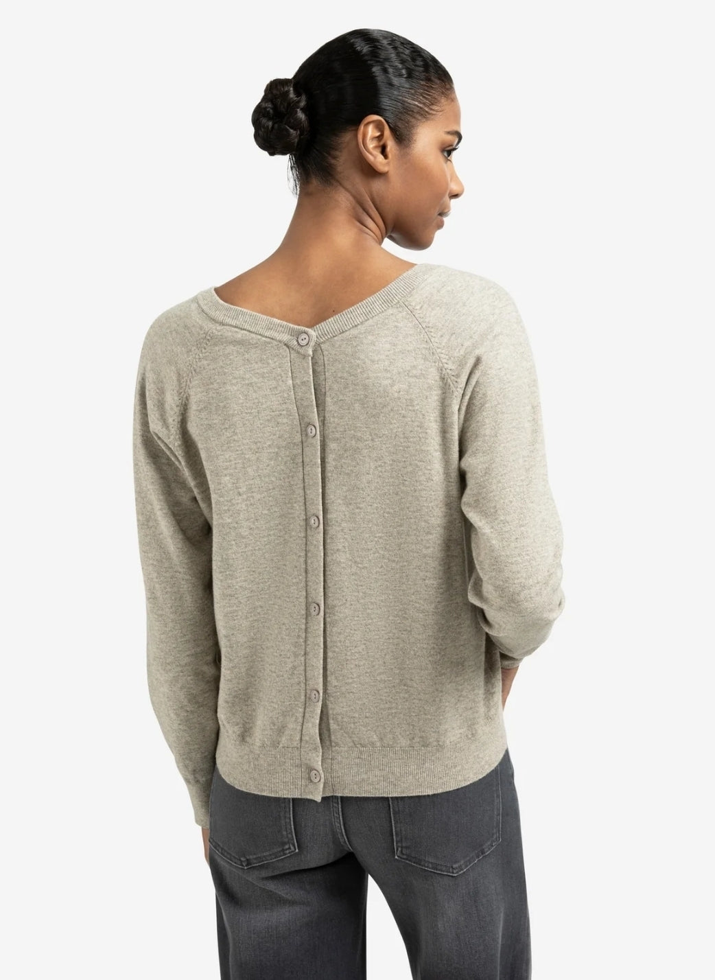 V-Neck Jumper with Back Button Detail