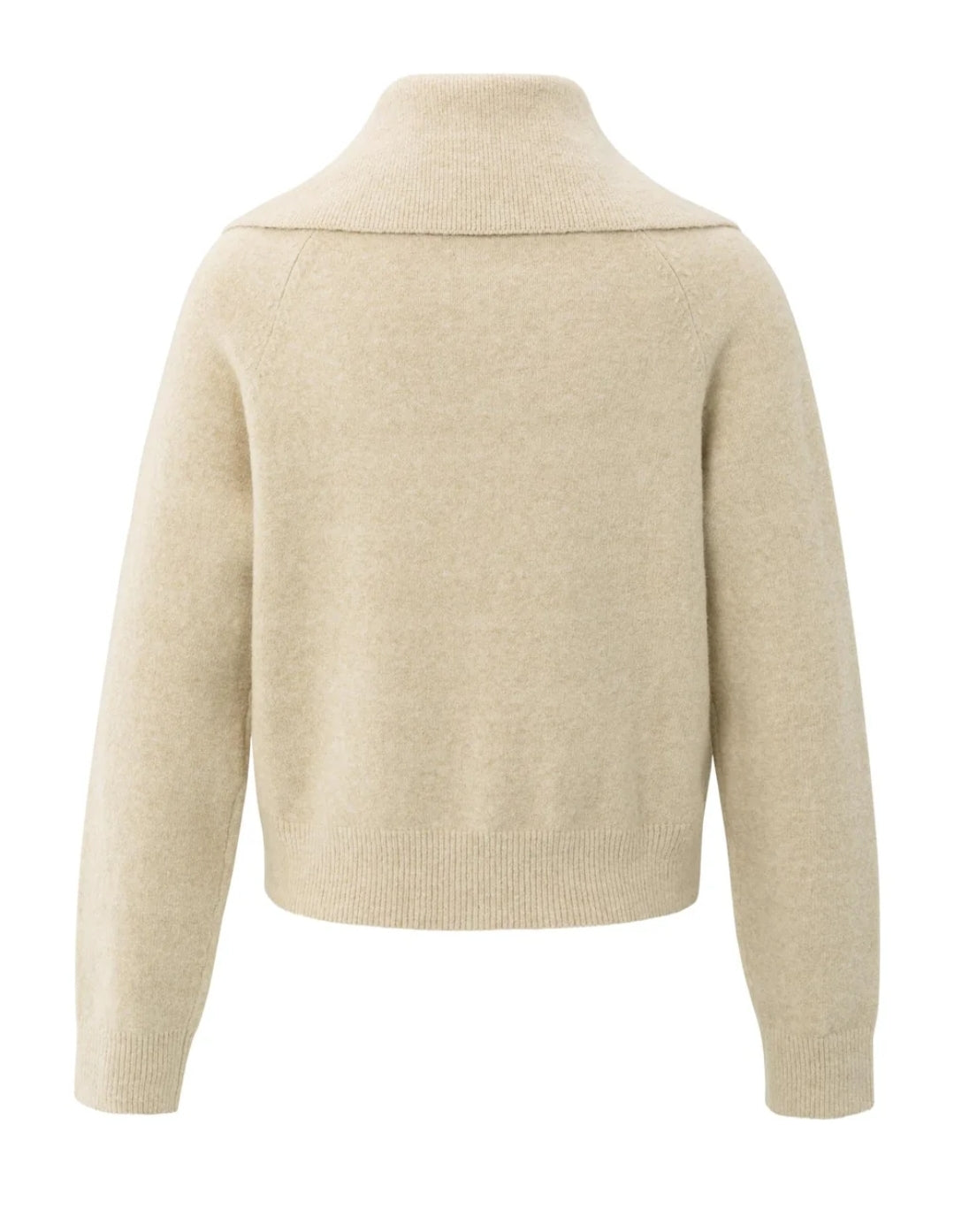 Zip-Up Cardigan with Wide Collar