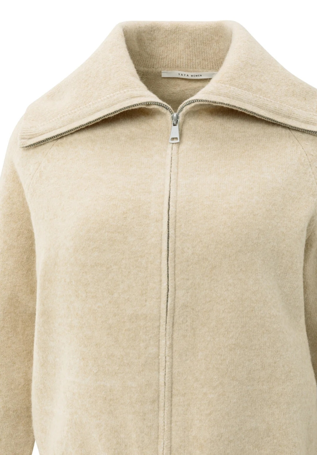 Zip-Up Cardigan with Wide Collar