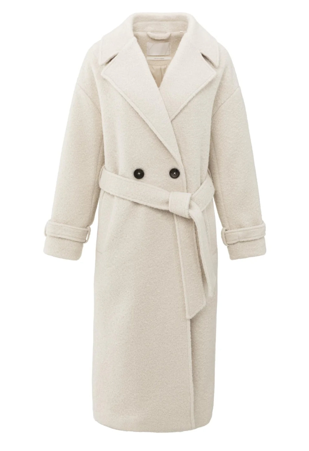 Long Boucle Coat with Belt and Oversized fit