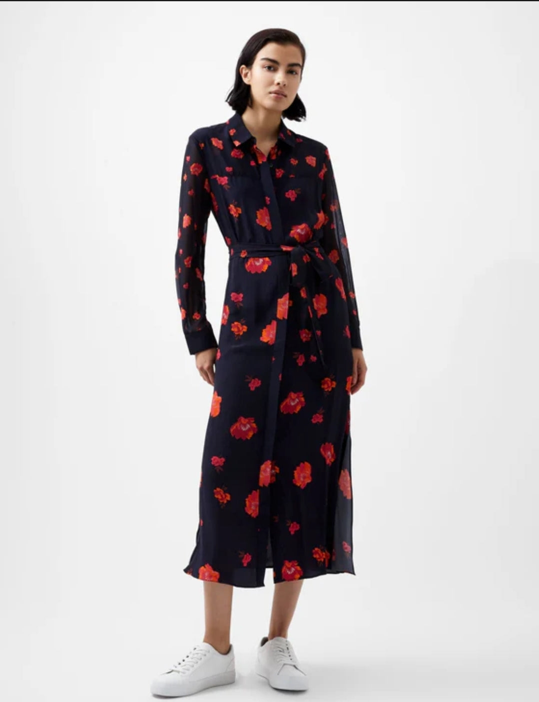 Rose Print Shirt Dress