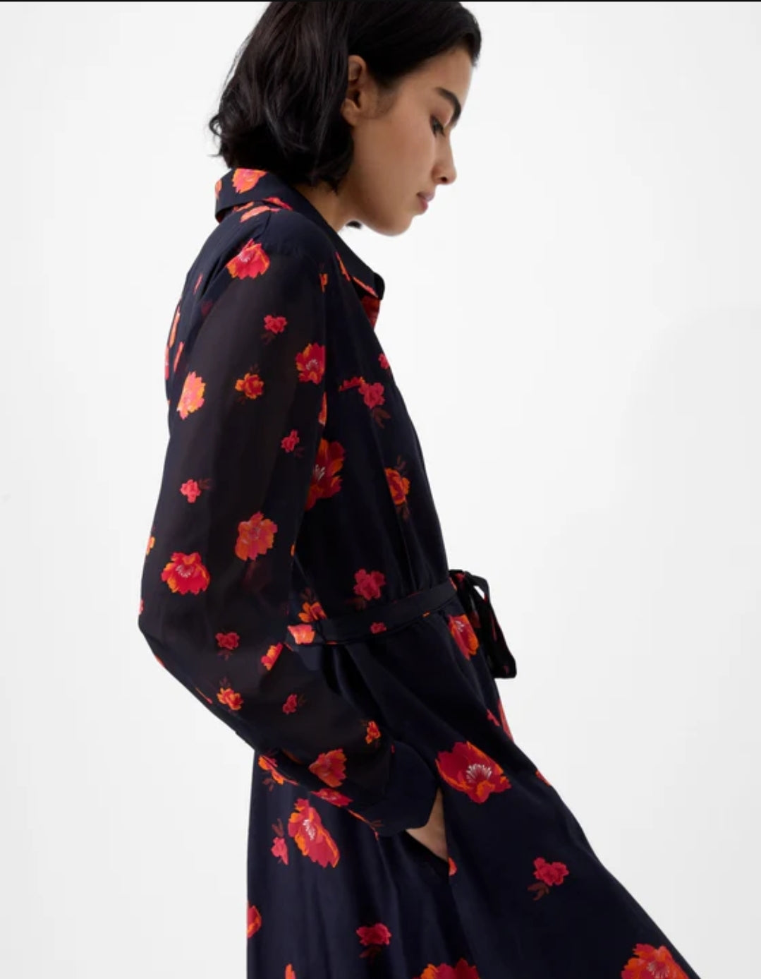 Rose Print Shirt Dress