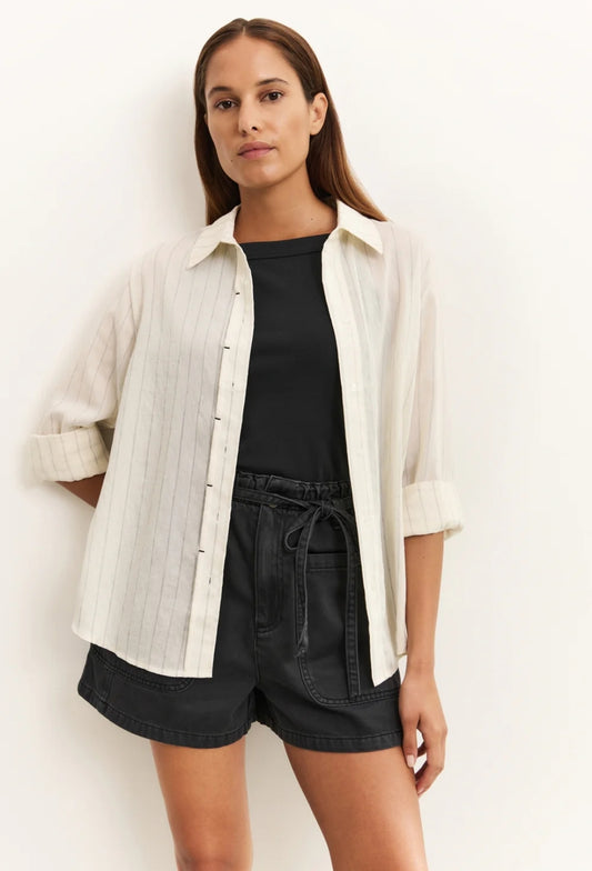 Striped Blouse with Tack Detail