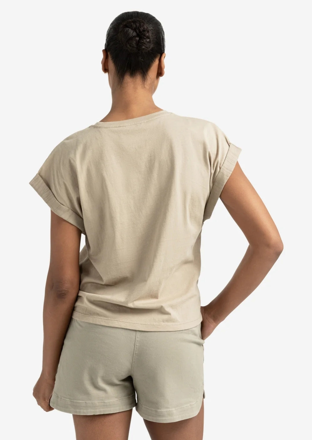 T-Shirt with Woven Cuff Sleeves