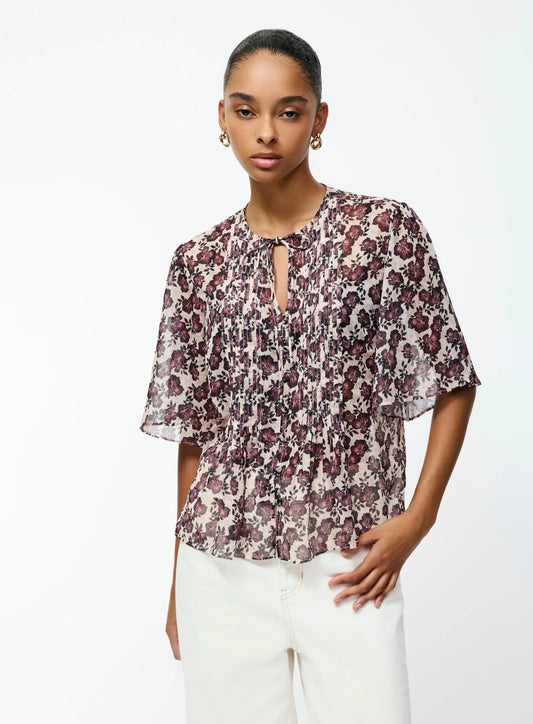 Elyse Crinkle Short Sleeve Top