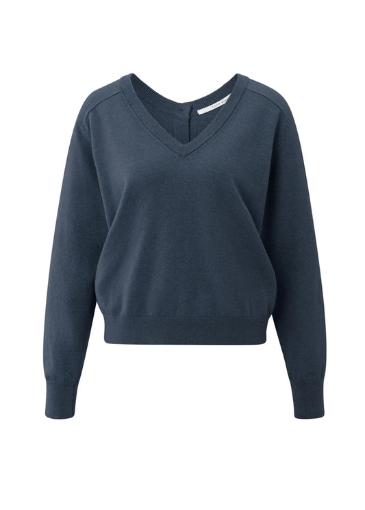 V-Neck Jumper with Back Button Detail